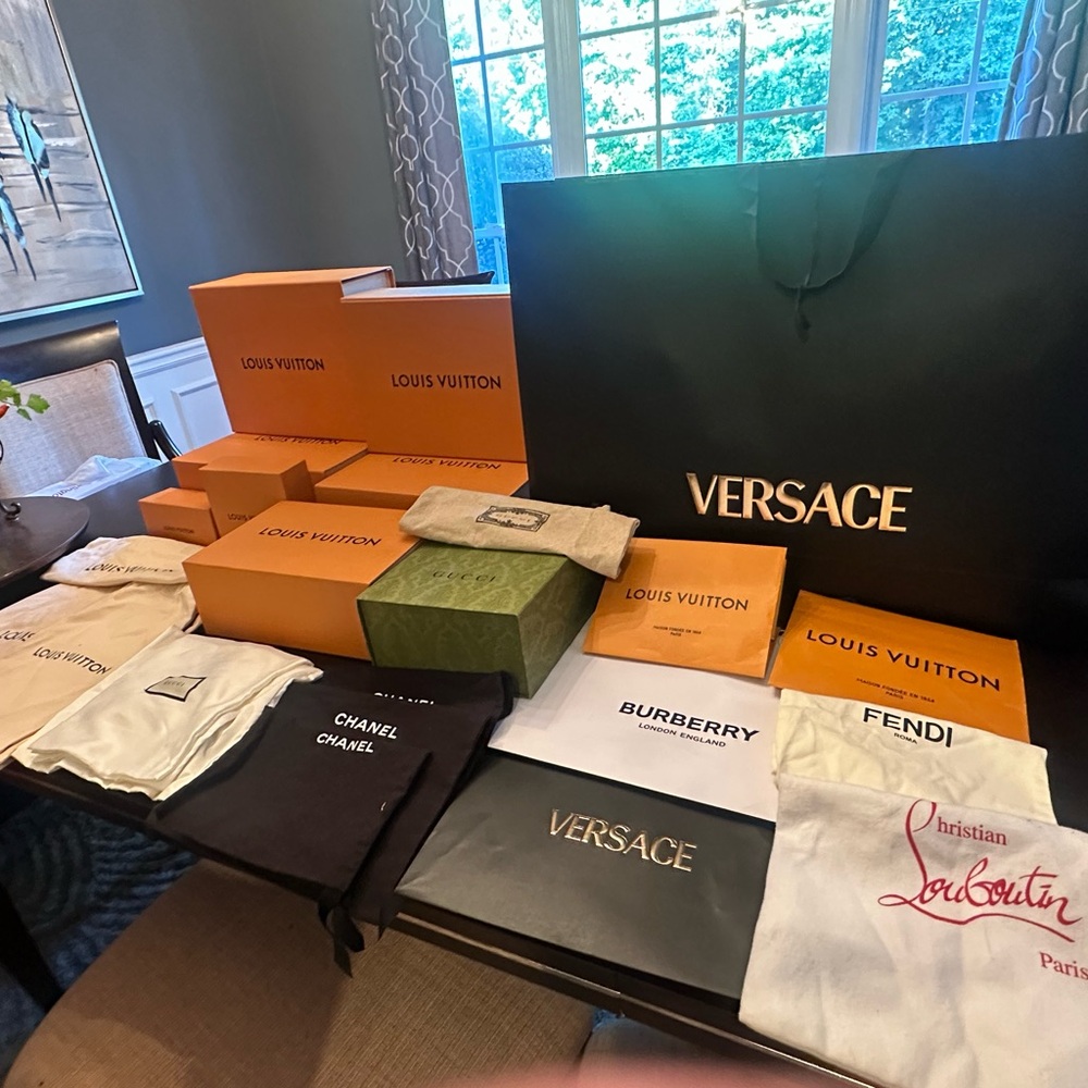 Sold!!! Versace and Louis Vuitton Gift Boxes & Dust Bags (35 Pieces)